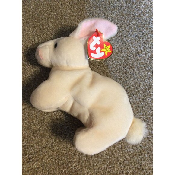 VINTAGE * TY BeanieBaby Plush - 1998 NIBBLER Bunny Rabbit - Picture 2 of 10
